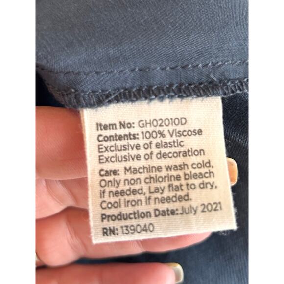 NWT Good Hart Women's Silky Long Sleeve Midi Dress Smocked Boho Blue Size Large - Picture 12 of 14